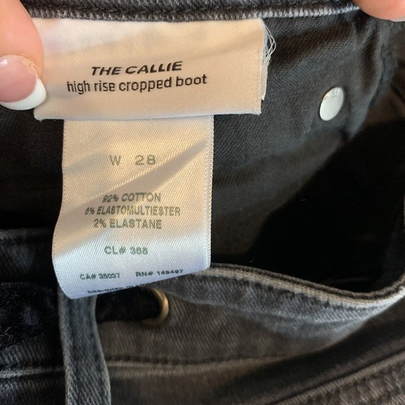 Joe’s Jeans Sz 28  The Callie Velvet Trim High Waist Crop Bootcut Jeans Gray - Picture 3 of 16